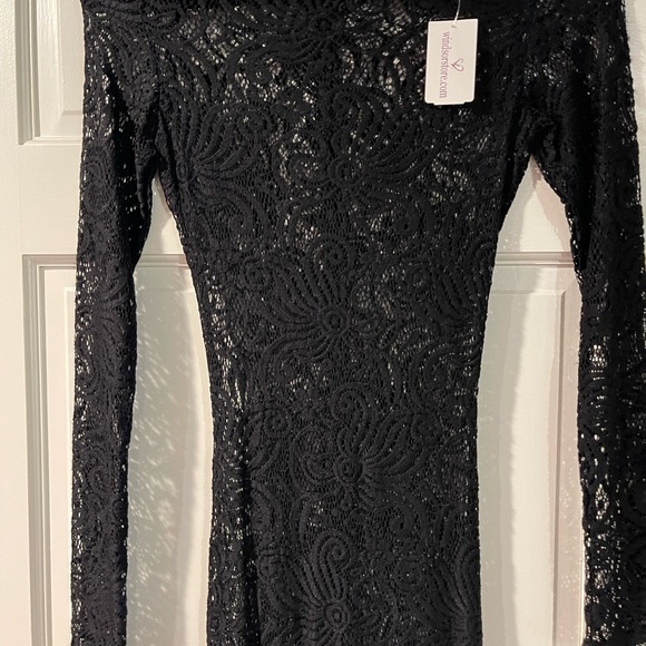 SHEER MESH SEE THROUGH DRESS WITH SLIT IN THE BACK BRAND NEW - Picture 3 of 13